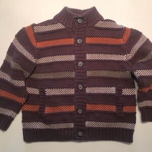 Janie and Jack Purple and Orange Striped Cardigan